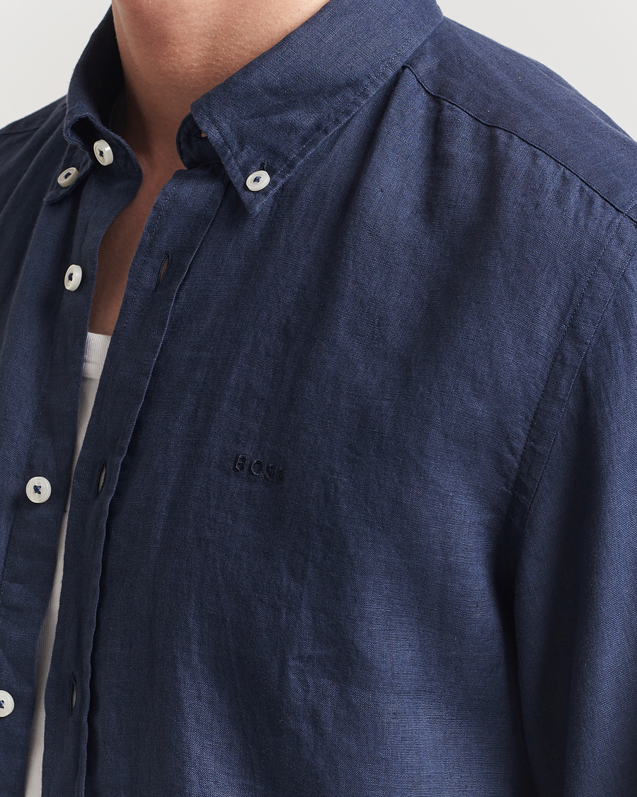 Homme | Chemises | BOSS BLACK | Liam Linen Shirt Dark Blue