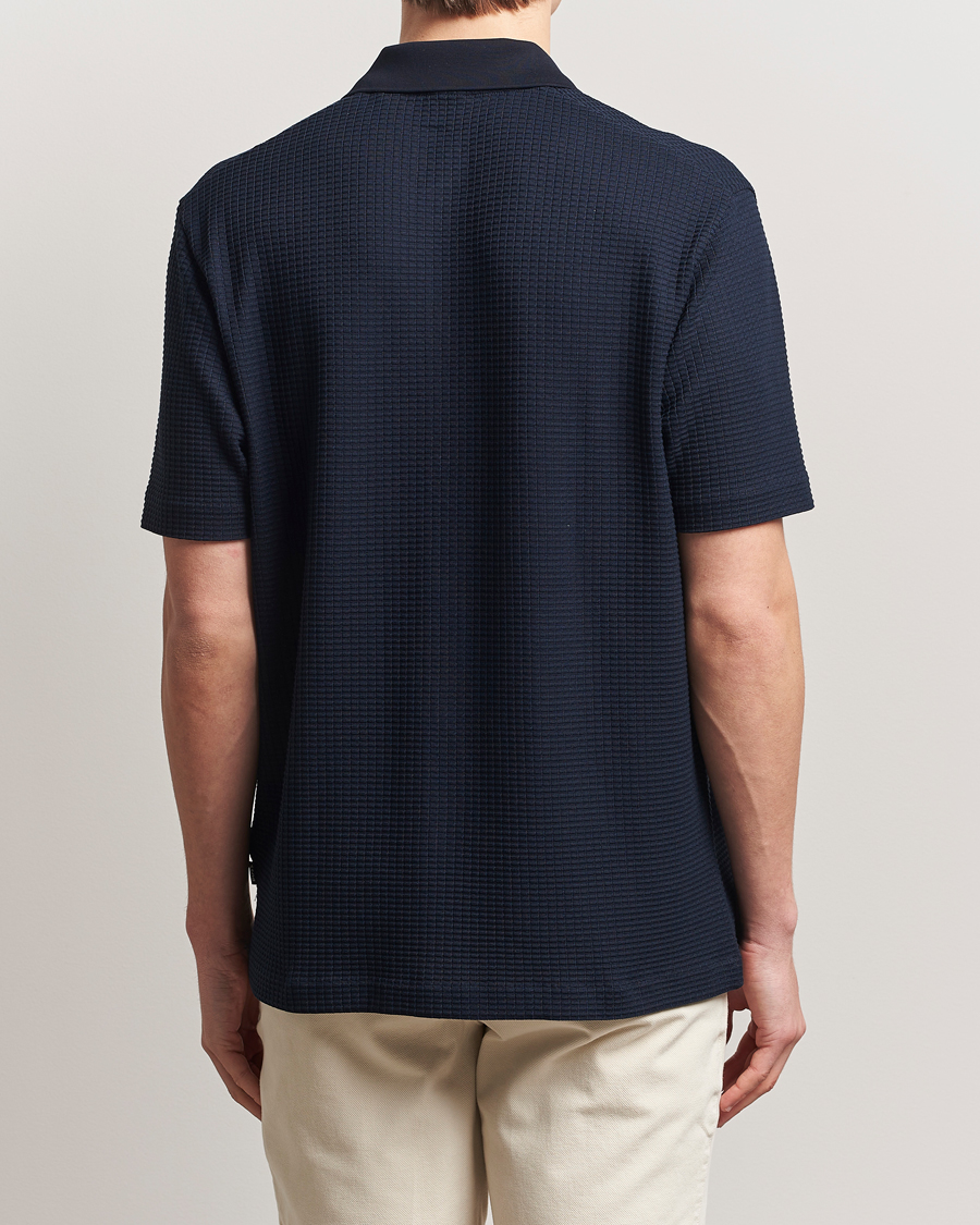 Homme | Chemises | BOSS BLACK | Palladio Knitted Short Sleeve Shirt Dark Blue