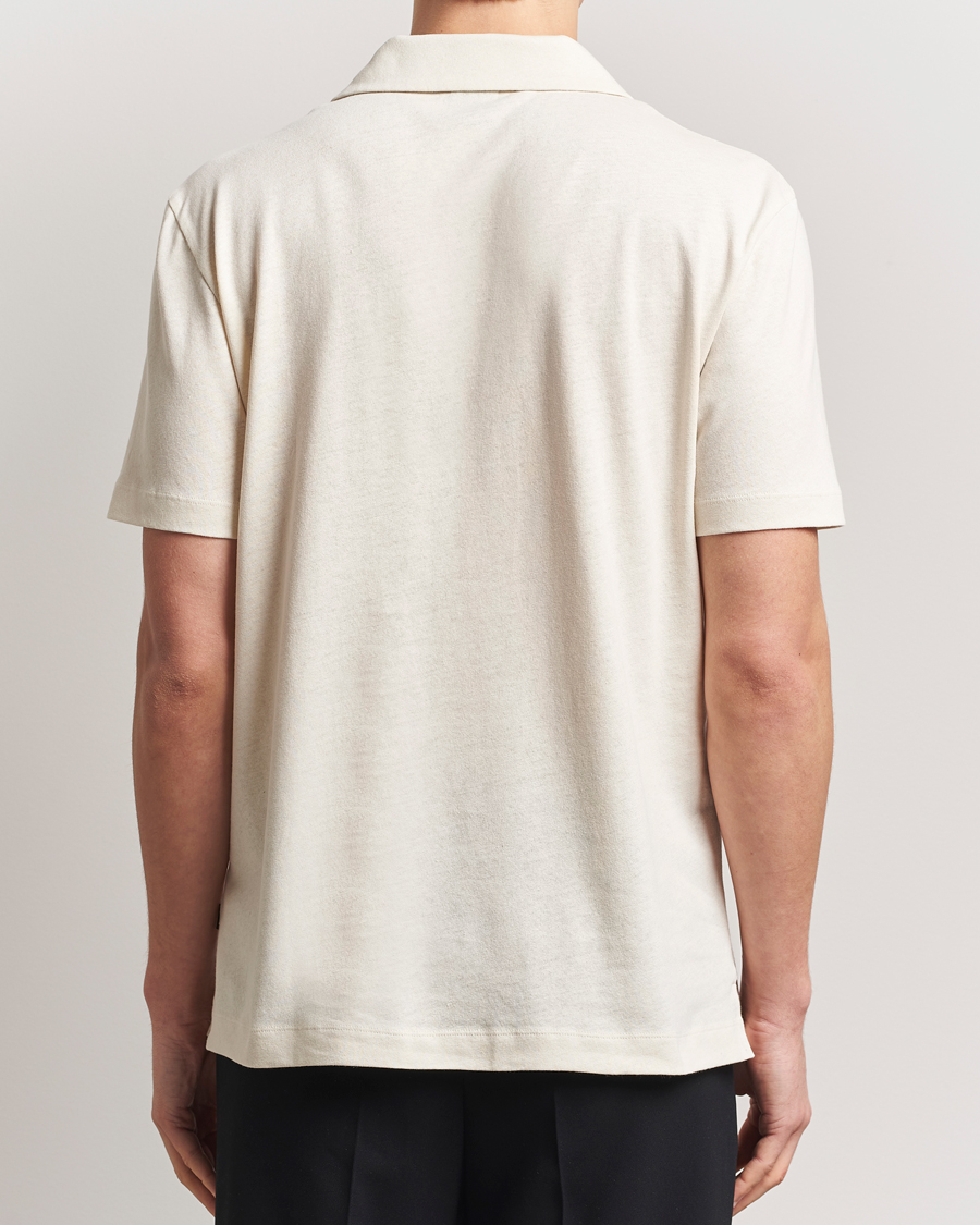 Homme | Polos | BOSS BLACK | Ponti Cotton/Linen Open Collar Polo Open White