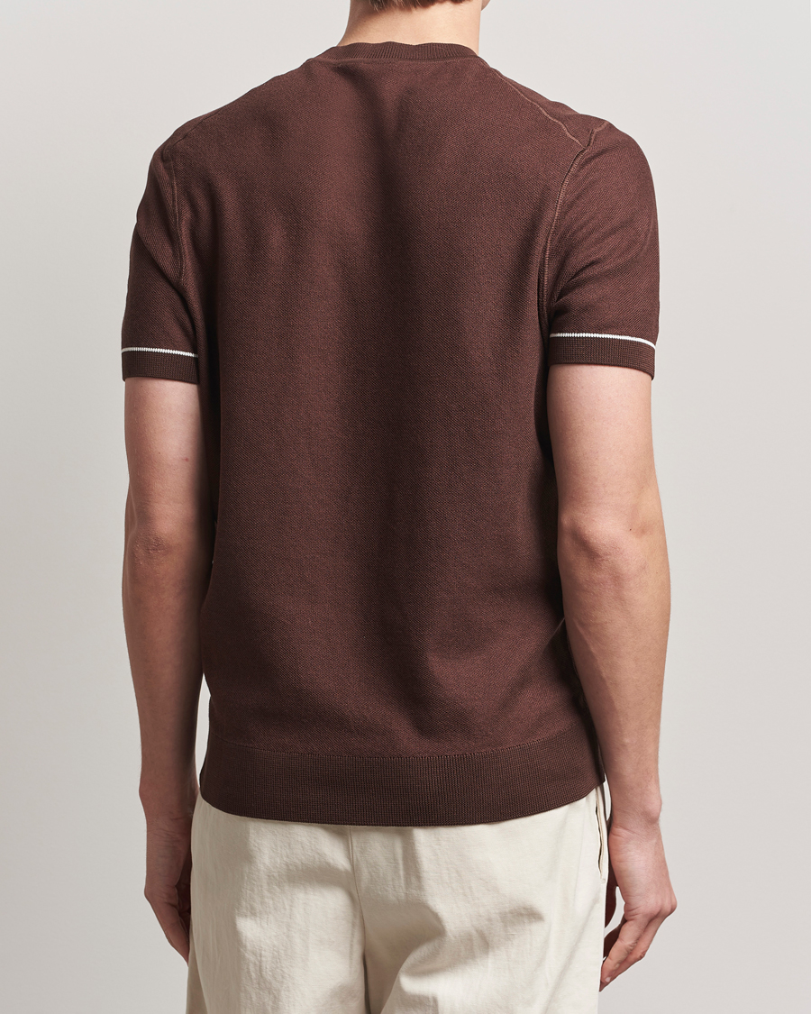 Homme | T-shirts | BOSS BLACK | Jianfranco Cotton/Viscose Knitted T-Shirt Dark Brown