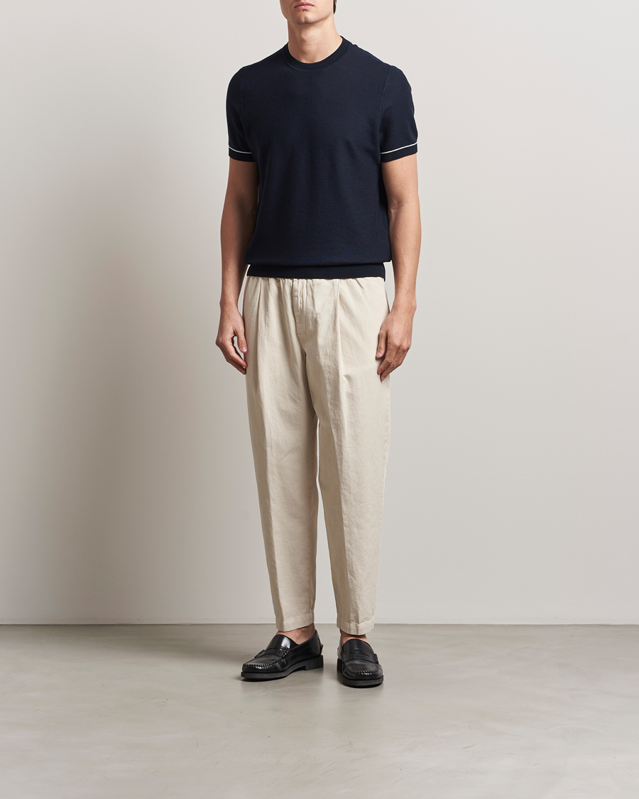 Homme | T-shirts | BOSS BLACK | Jianfranco Cotton/Viscose Knitted T-Shirt Dark Blue