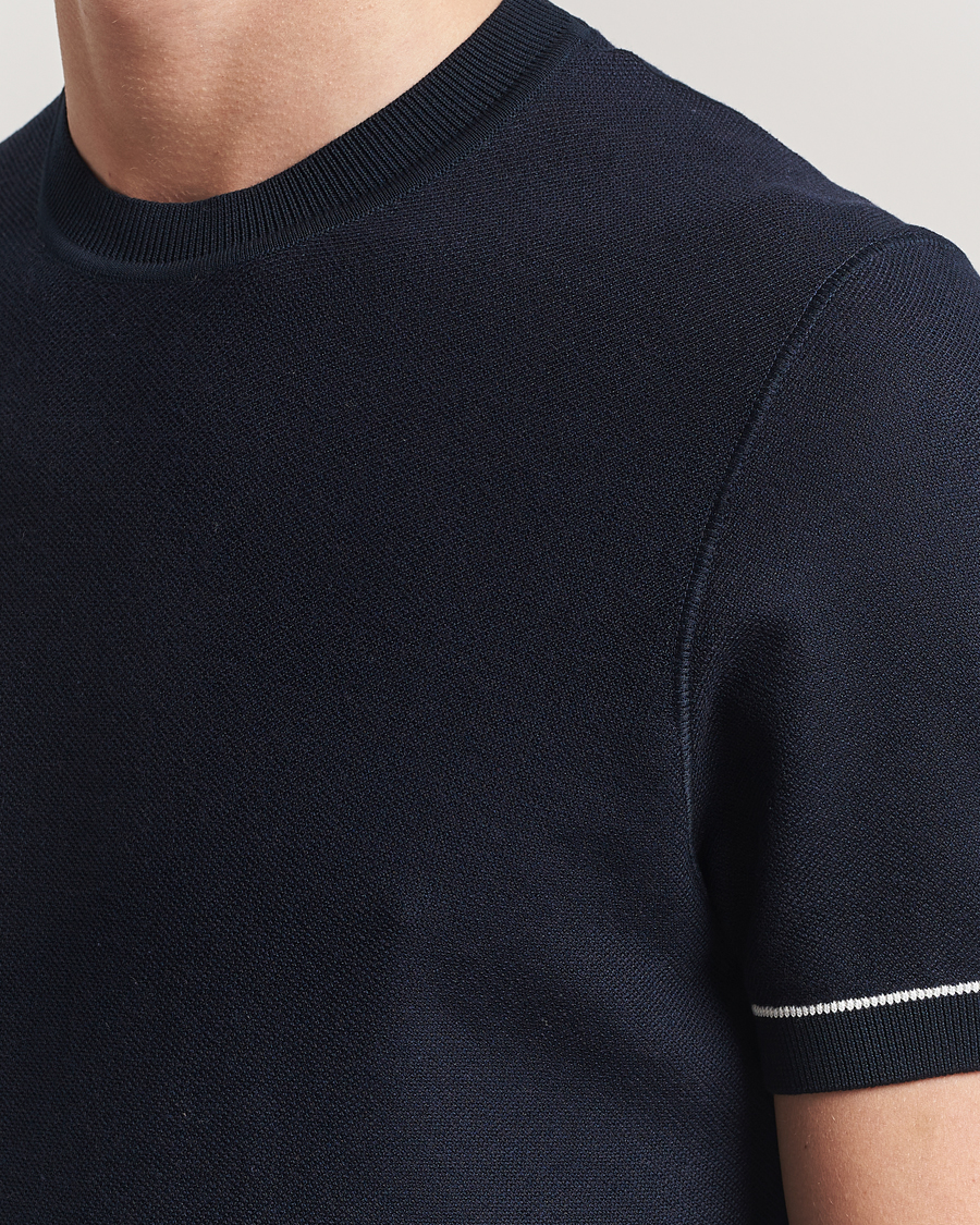 Homme | T-shirts | BOSS BLACK | Jianfranco Cotton/Viscose Knitted T-Shirt Dark Blue