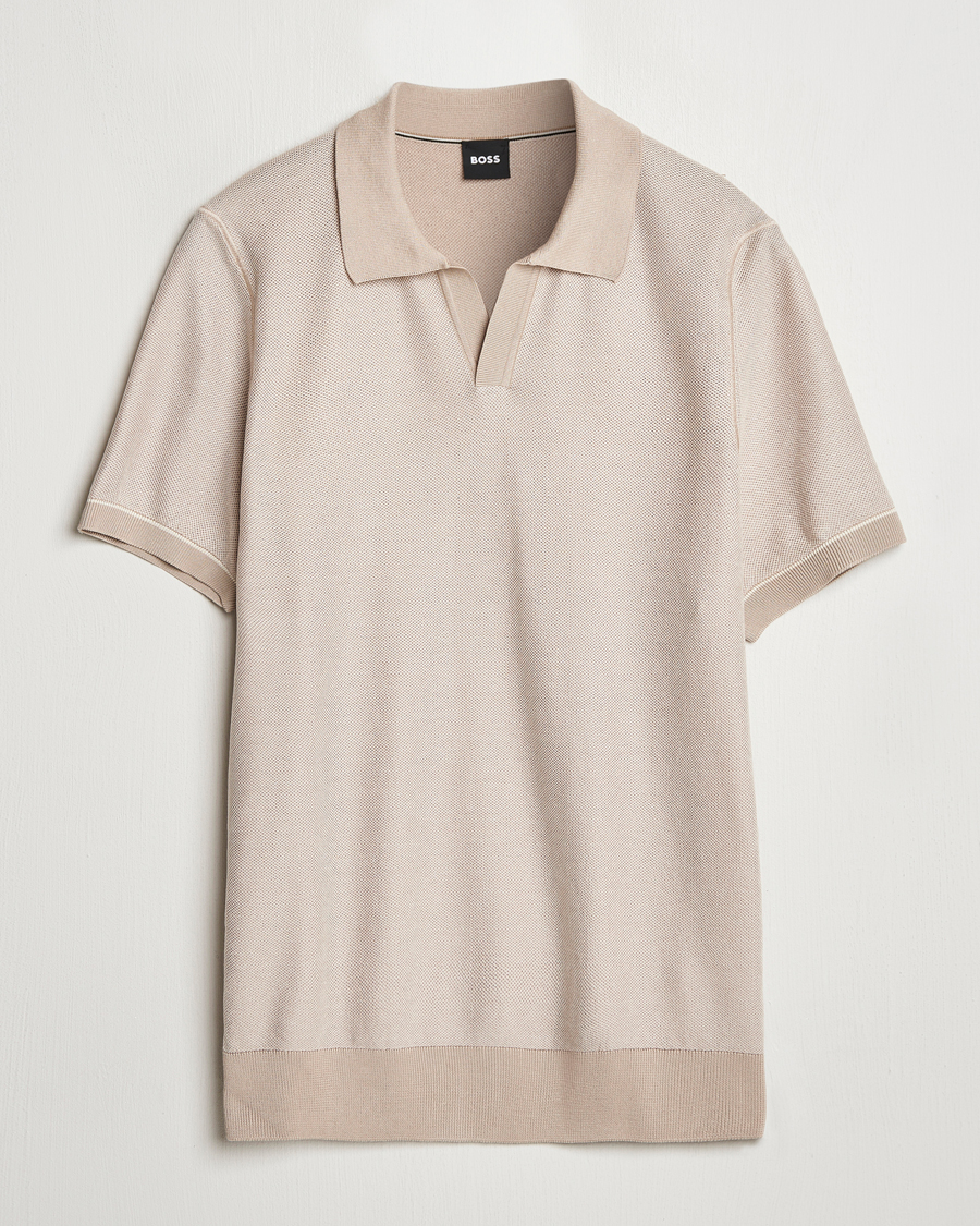 Homme | Polos | BOSS BLACK | Jianluca Cotton/Lyocell Knitted Polo Open White