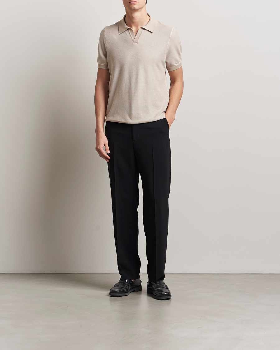 Homme | Polos | BOSS BLACK | Jianluca Cotton/Lyocell Knitted Polo Open White