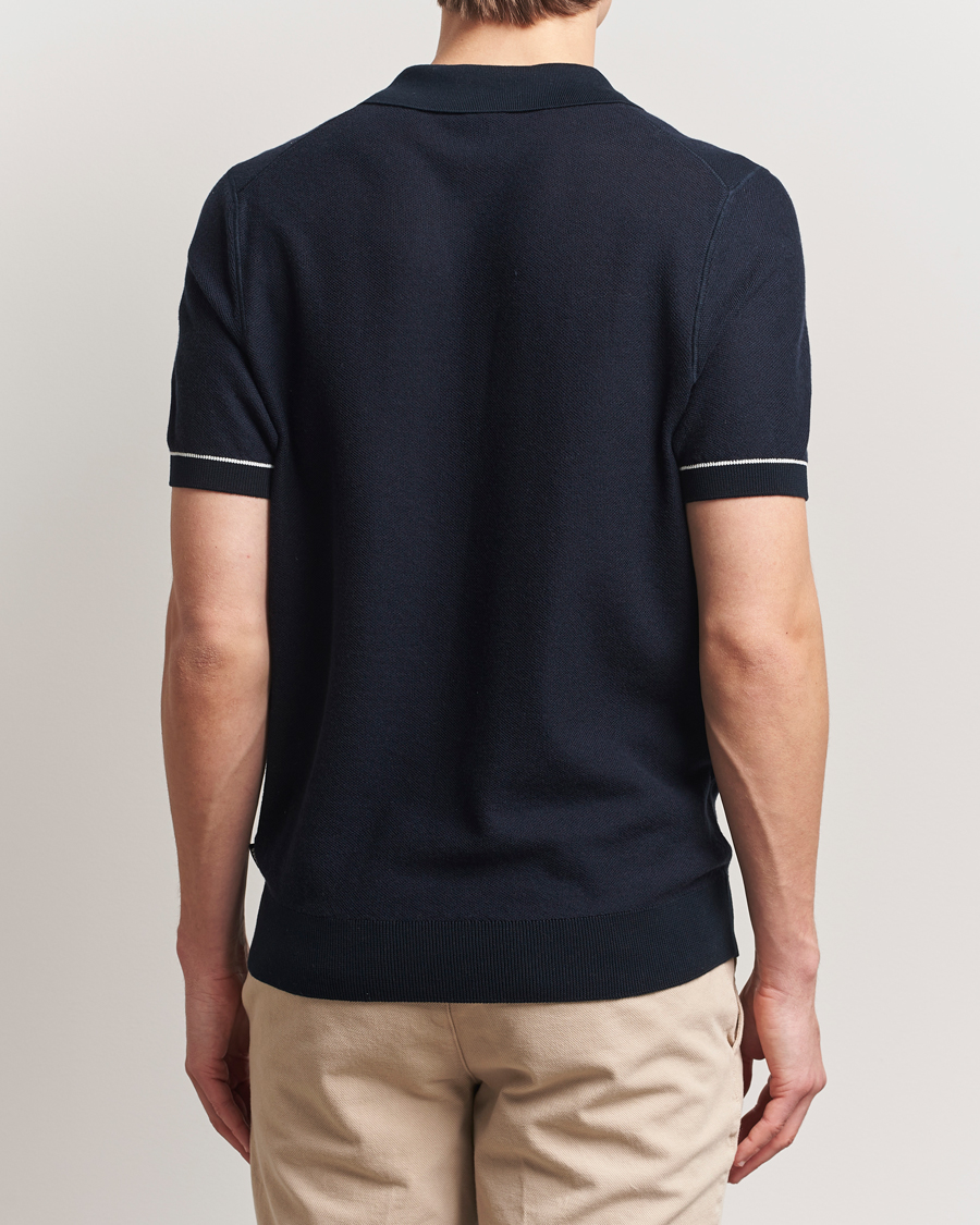 Homme | Polos | BOSS BLACK | Jianluca Cotton/Lyocell Knitted Polo Dark Blue