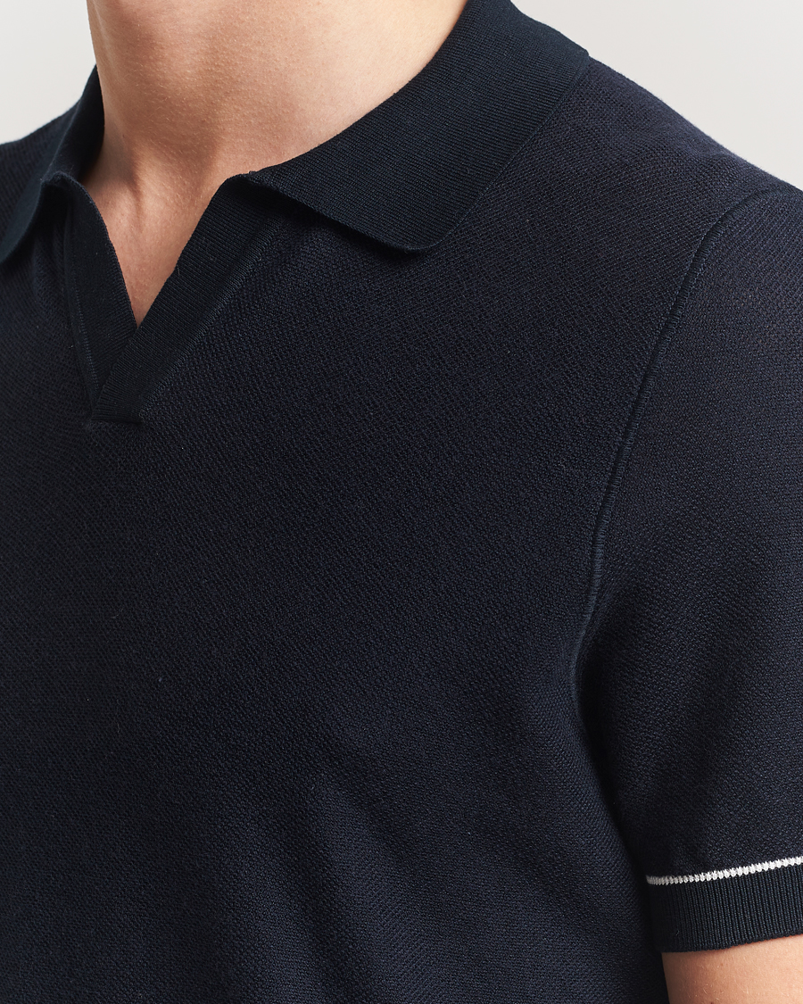 Homme | Polos | BOSS BLACK | Jianluca Cotton/Lyocell Knitted Polo Dark Blue