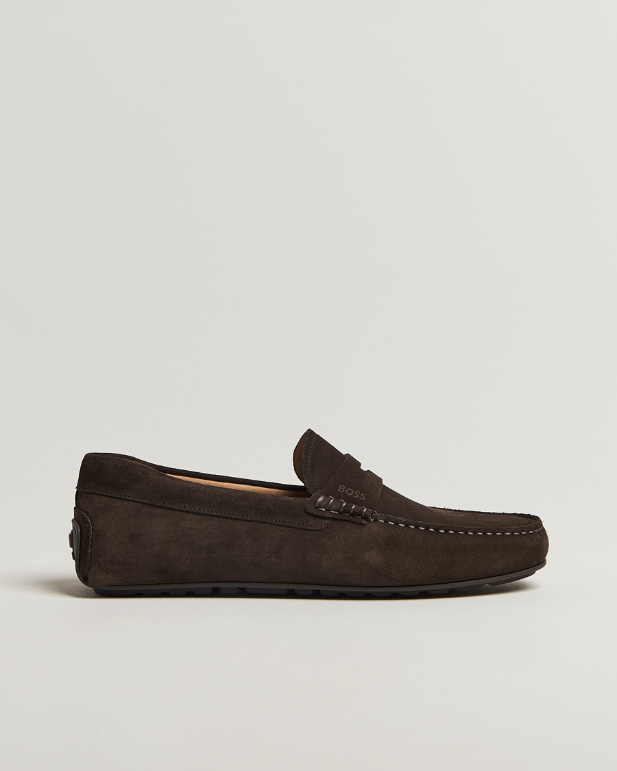 Homme | Loafers | BOSS BLACK | Noel Suede Moccasin Dark Brown