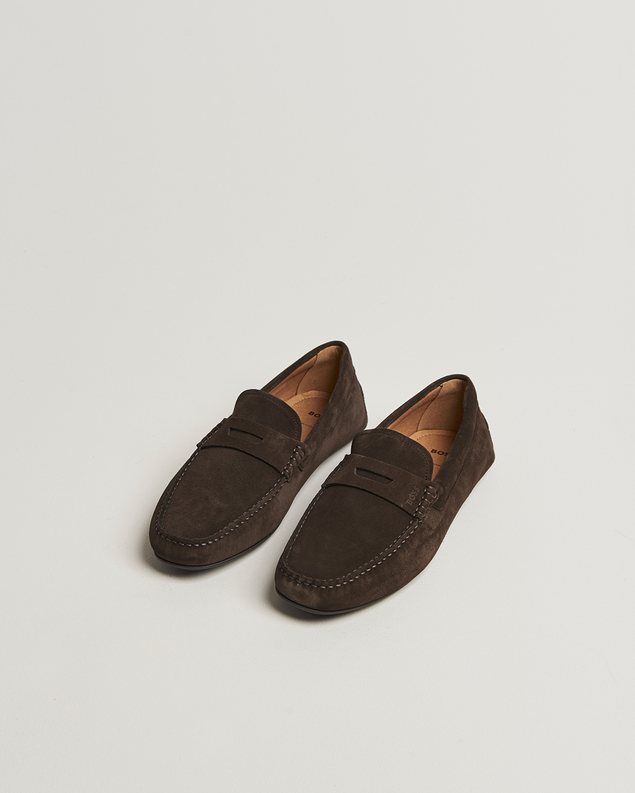 Homme | Loafers | BOSS BLACK | Noel Suede Moccasin Dark Brown