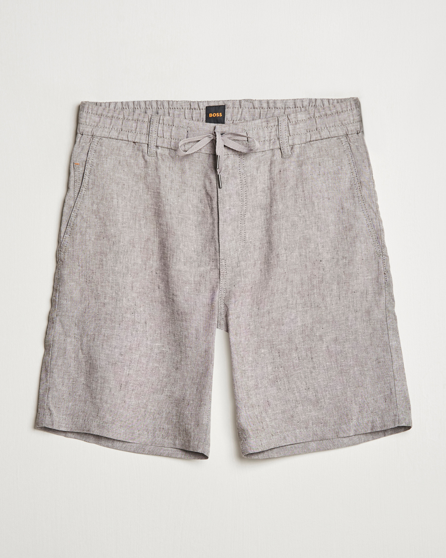 Homme | Shorts | BOSS ORANGE | Tapered Linen Chino Drawstring Shorts Open Beige