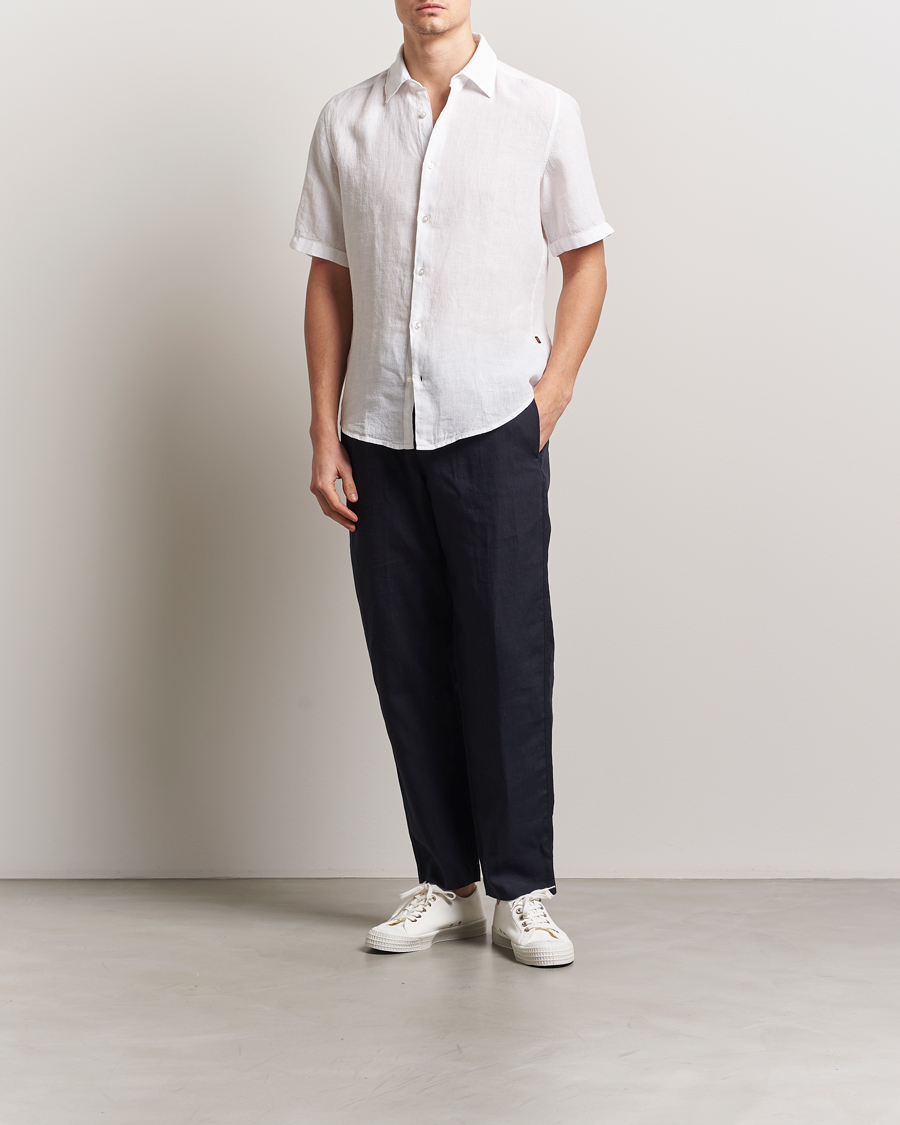 Homme | Chemises | BOSS ORANGE | Rash Linen Short Sleeve Shirt White