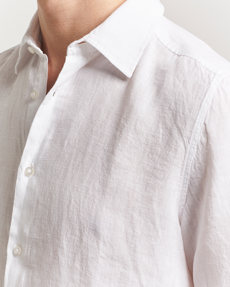 Homme | Chemises | BOSS ORANGE | Rash Linen Short Sleeve Shirt White