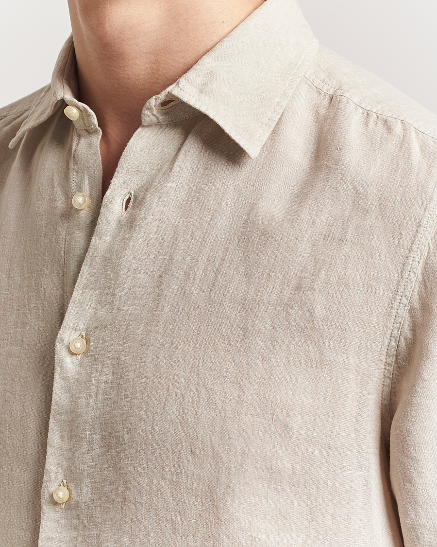 Homme | Chemises | BOSS ORANGE | Rash Linen Short Sleeve Shirt Light Beige