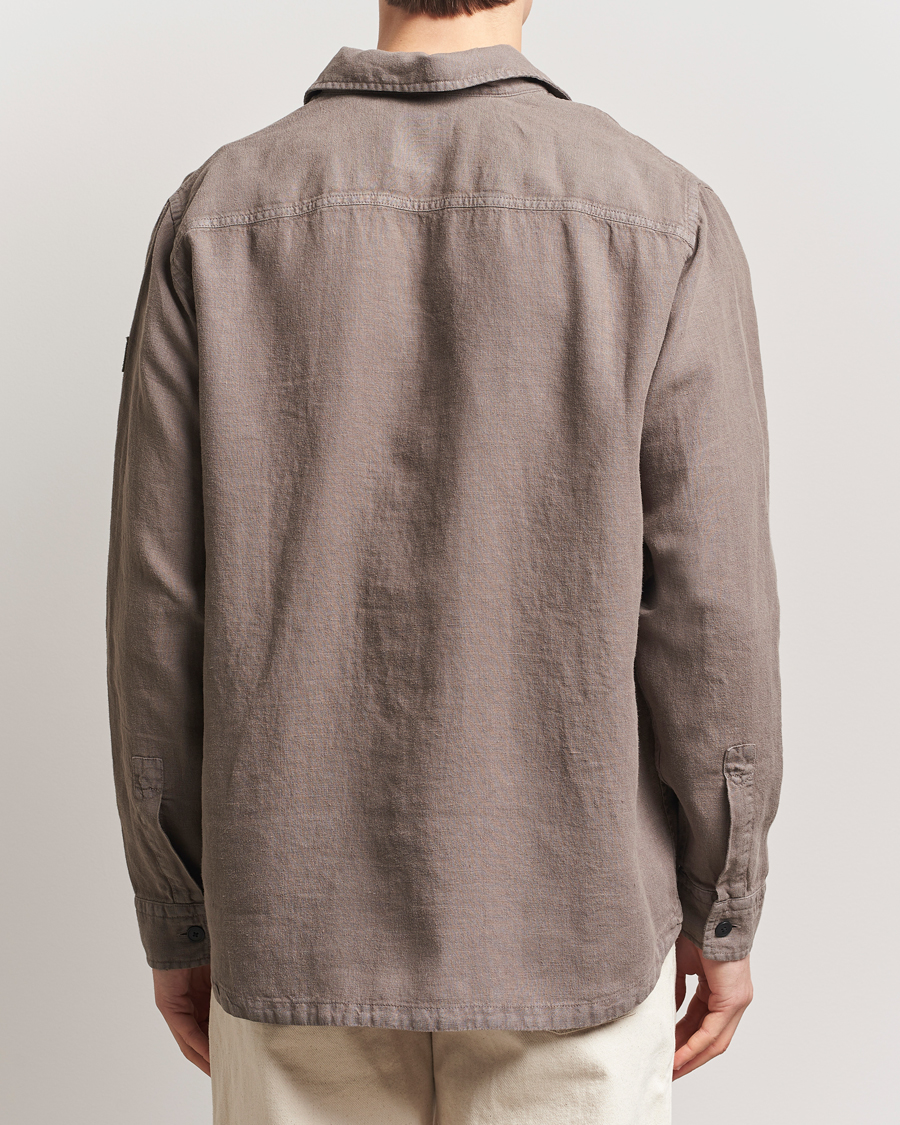 Homme | Chemises | BOSS ORANGE | Locky Linen Overshirt Open Beige