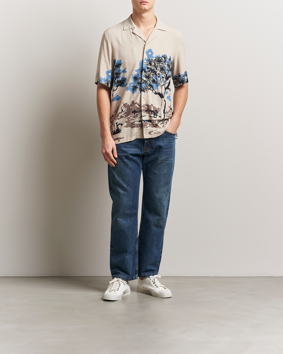 Homme | Chemises | BOSS ORANGE | Rayer Printed Short Sleeve Shirt Light Beige