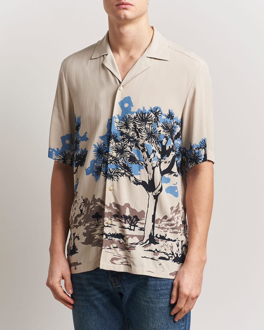 Homme | Chemises | BOSS ORANGE | Rayer Printed Short Sleeve Shirt Light Beige