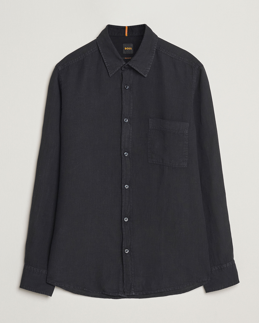 Homme | Chemises | BOSS ORANGE | Relegant Linen Shirt Black