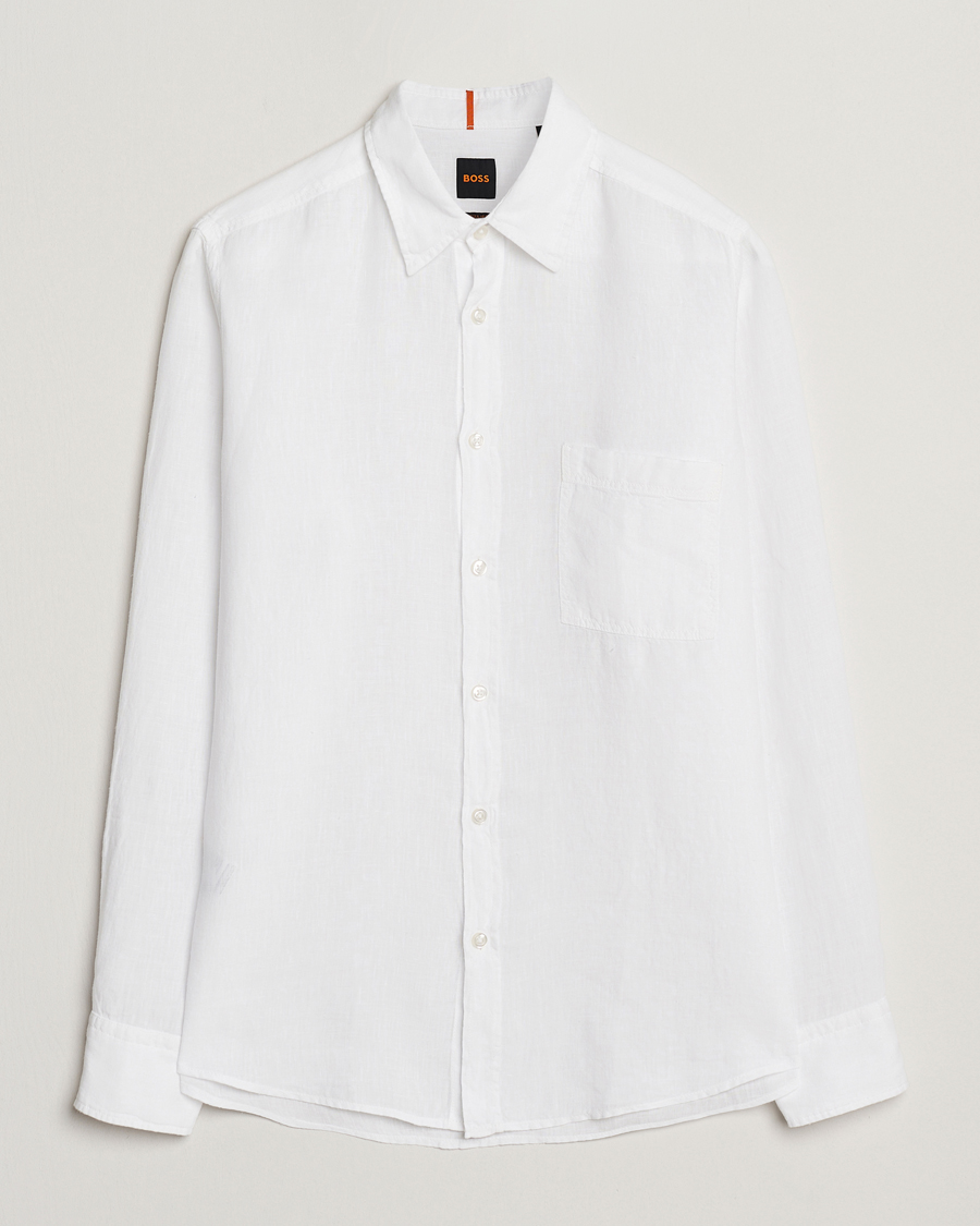 Homme | Chemises | BOSS ORANGE | Relegant Linen Shirt White