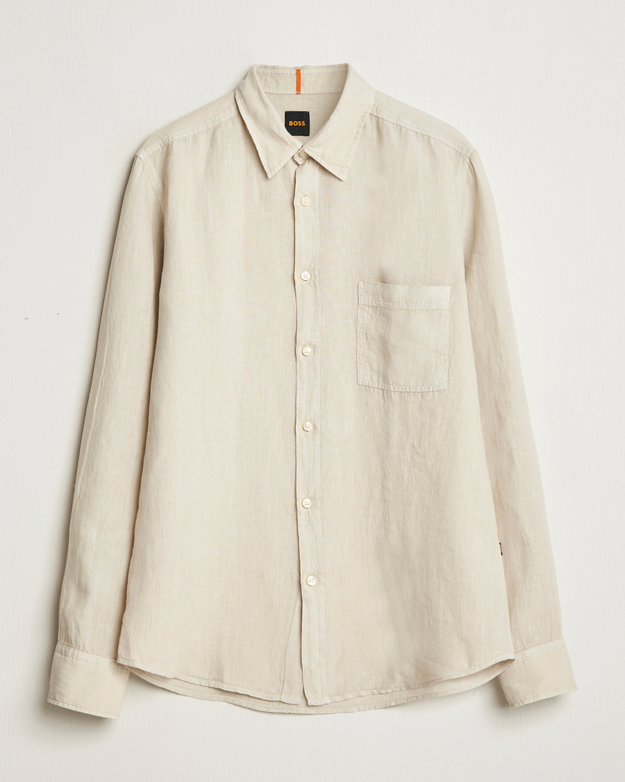 Homme | Chemises | BOSS ORANGE | Relegant Linen Shirt Light Beige