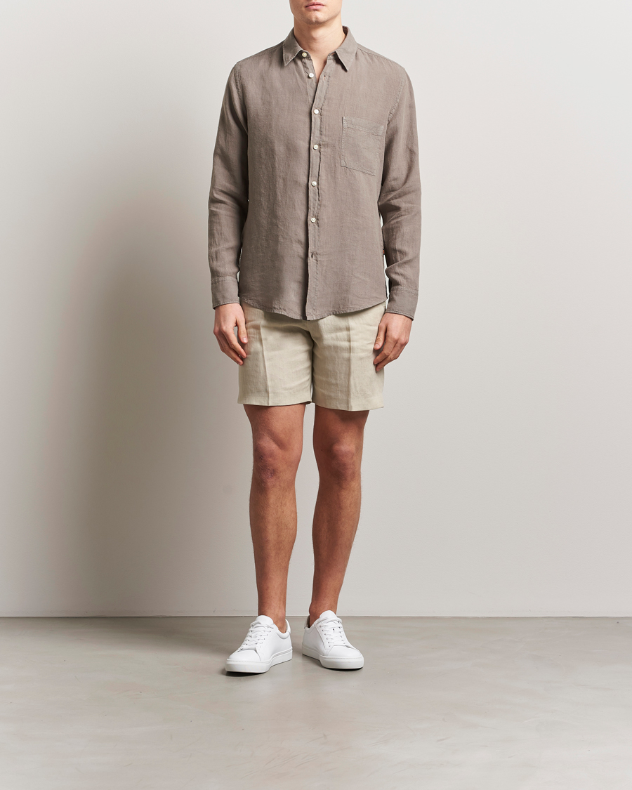 Homme | Chemises | BOSS ORANGE | Relegant Linen Shirt Open Beige