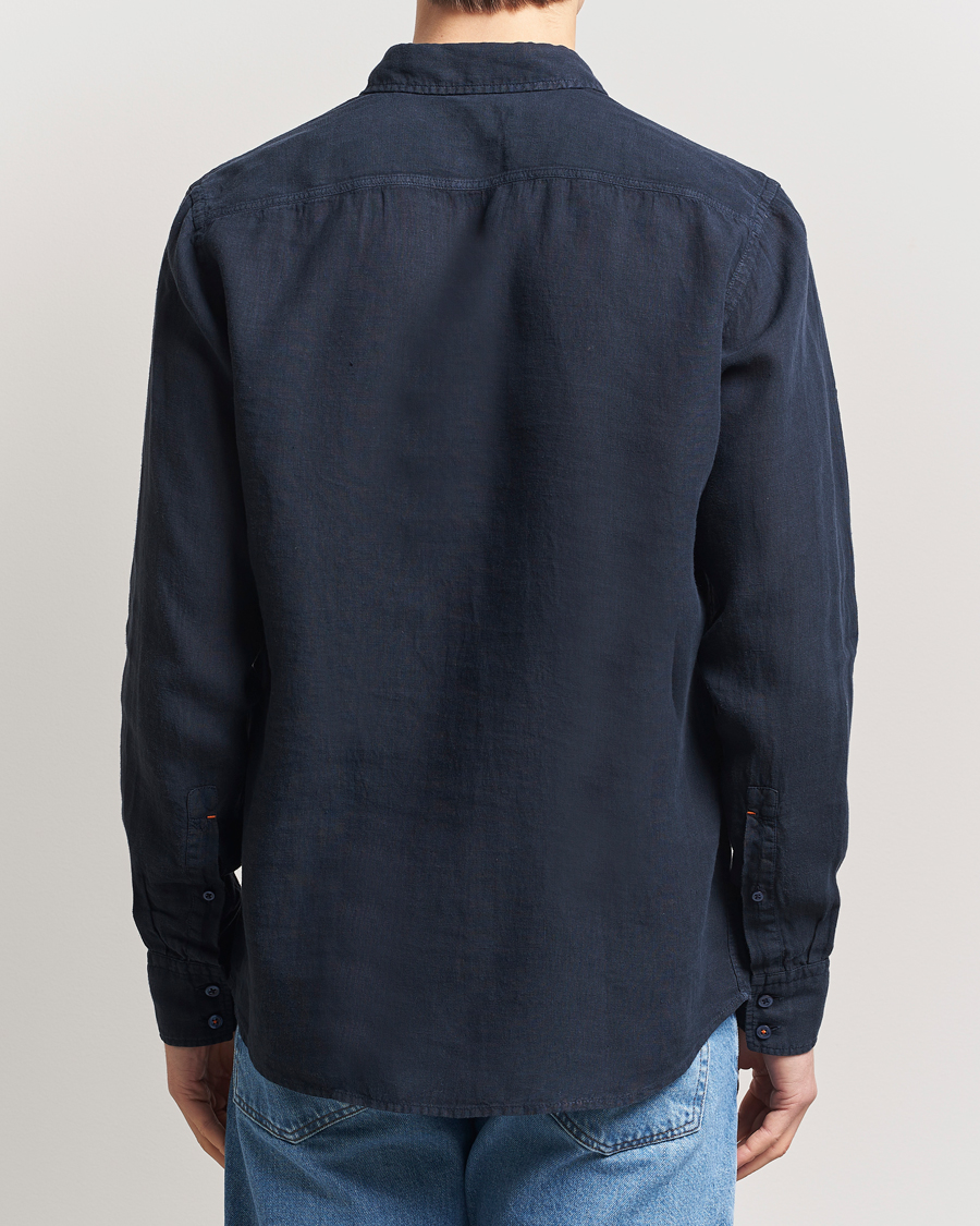 Homme | Chemises | BOSS ORANGE | Relegant Linen Shirt Dark Blue