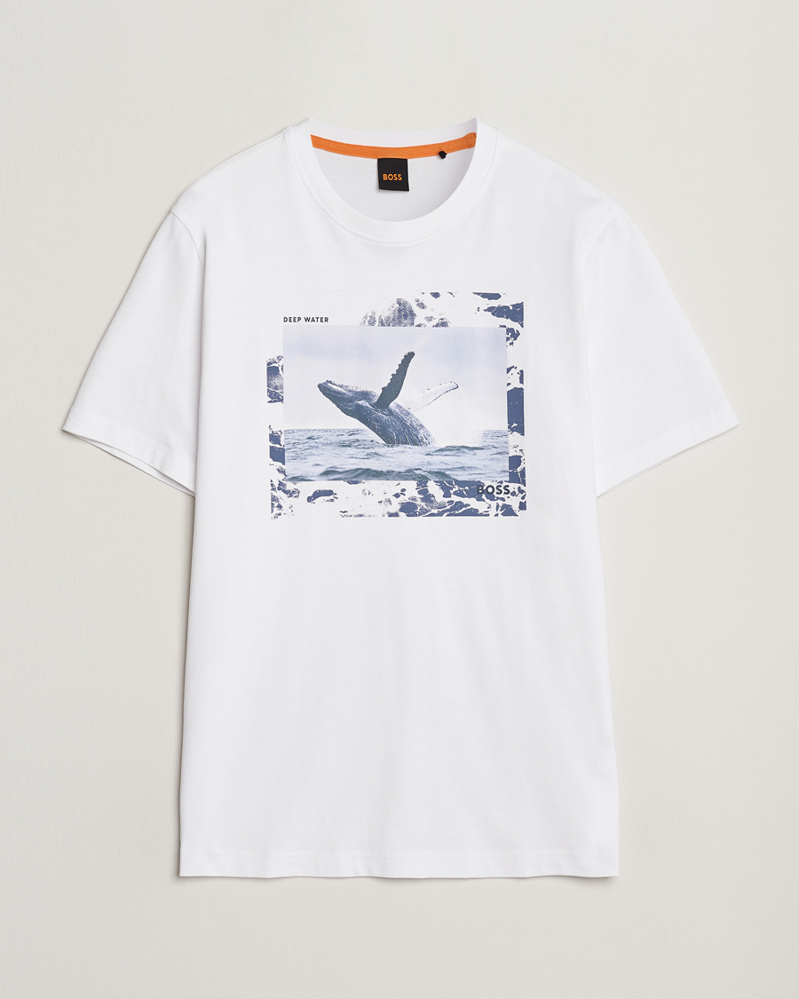 Homme | T-shirts | BOSS ORANGE | Dunetrace Printed Crew Neck T-Shirt White