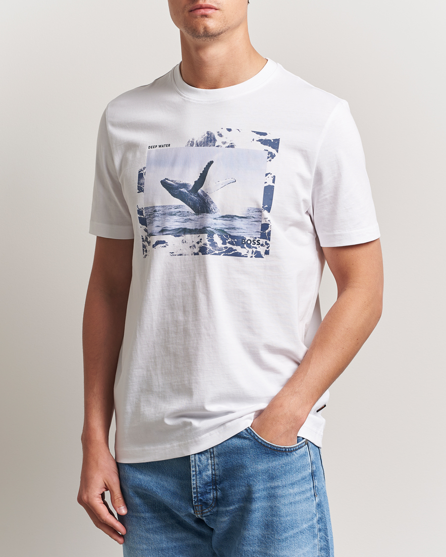 Homme | T-shirts | BOSS ORANGE | Dunetrace Printed Crew Neck T-Shirt White