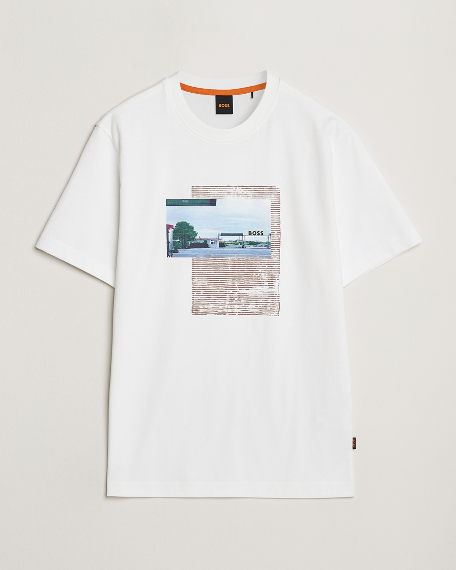 Homme | T-shirts | BOSS ORANGE | On The Way Printed Crew Neck T-Shirt White