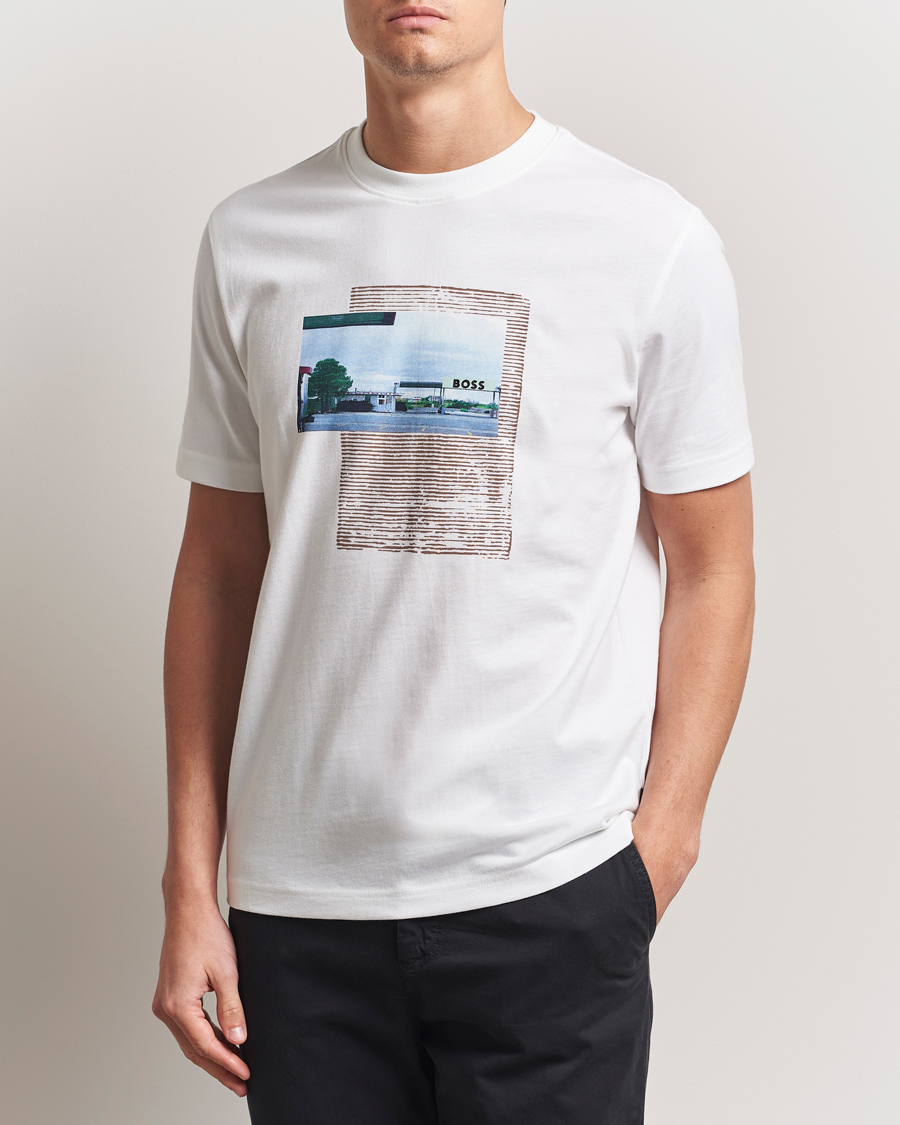 Homme | T-shirts | BOSS ORANGE | On The Way Printed Crew Neck T-Shirt White