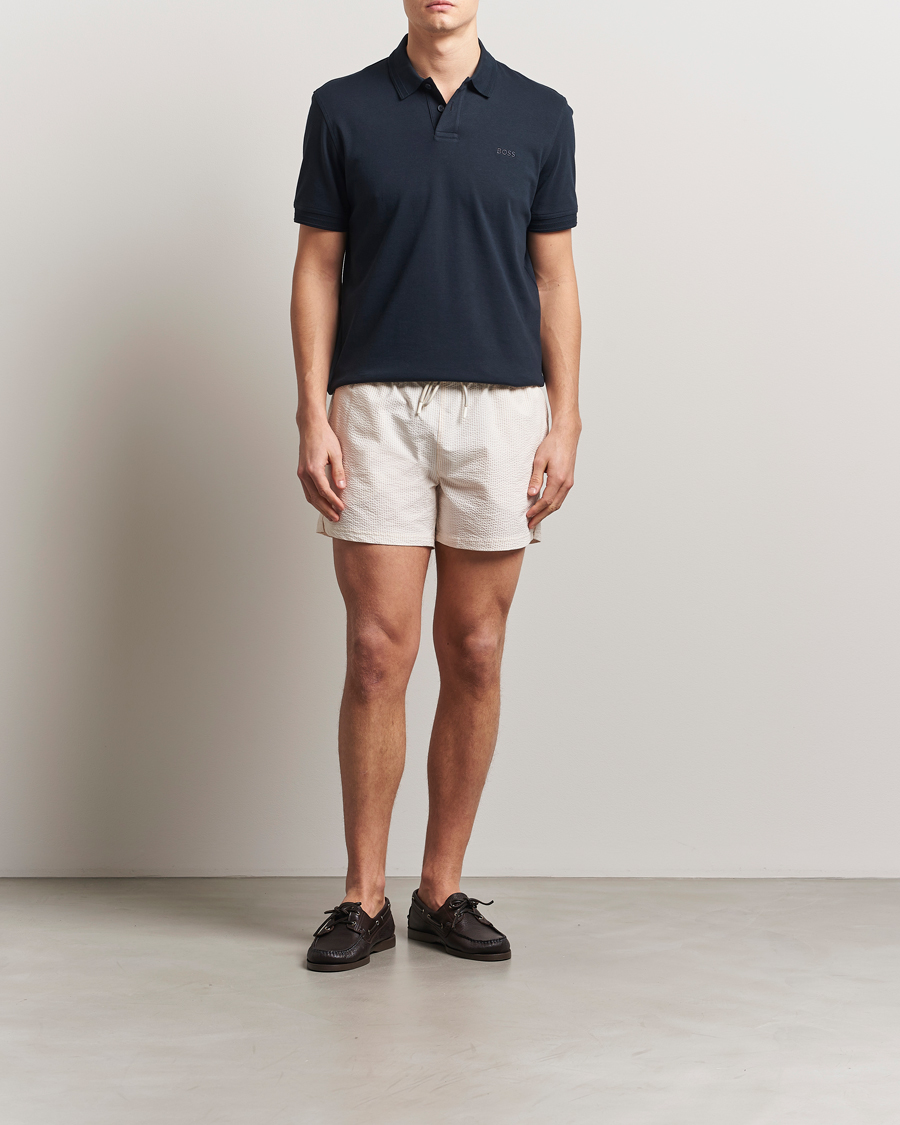 Homme | Maillots De Bain | BOSS BLACK | Velvetfish Seersucker Swimshorts Open White