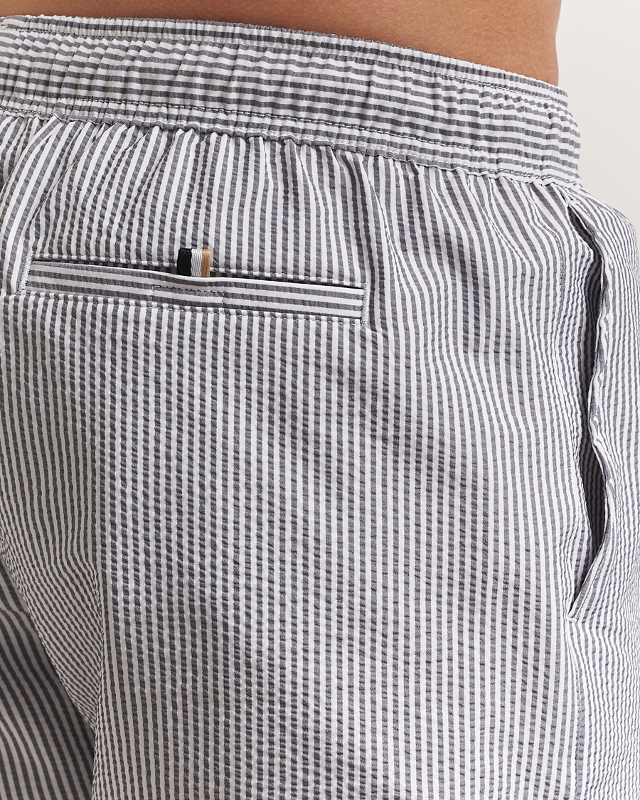 Homme | Maillots De Bain | BOSS BLACK | Velvetfish Seersucker Swimshorts Navy