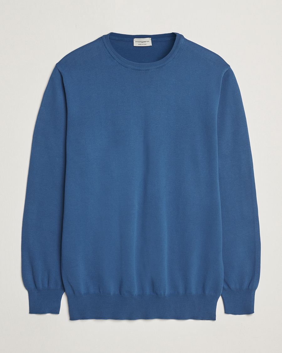 Homme | Pulls Et Tricots | Morgano | Supersoft Egyptian Cotton Crew Neck Mid Blue