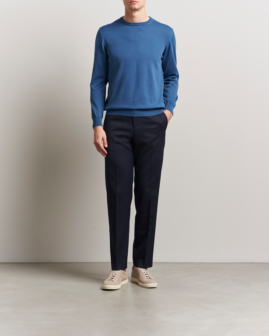 Homme | Pulls Et Tricots | Morgano | Supersoft Egyptian Cotton Crew Neck Mid Blue
