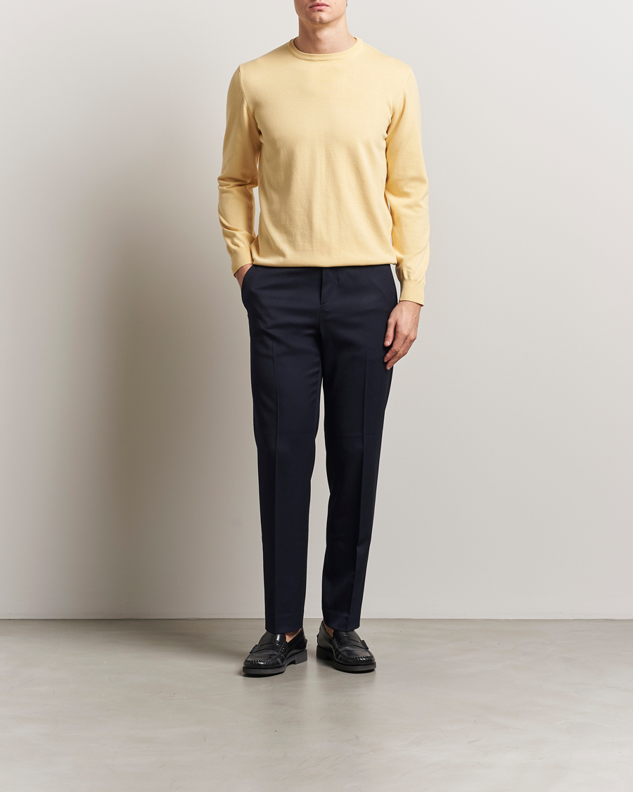 Homme | Pulls Et Tricots | Morgano | Supersoft Egyptian Cotton Crew Neck Light Yellow