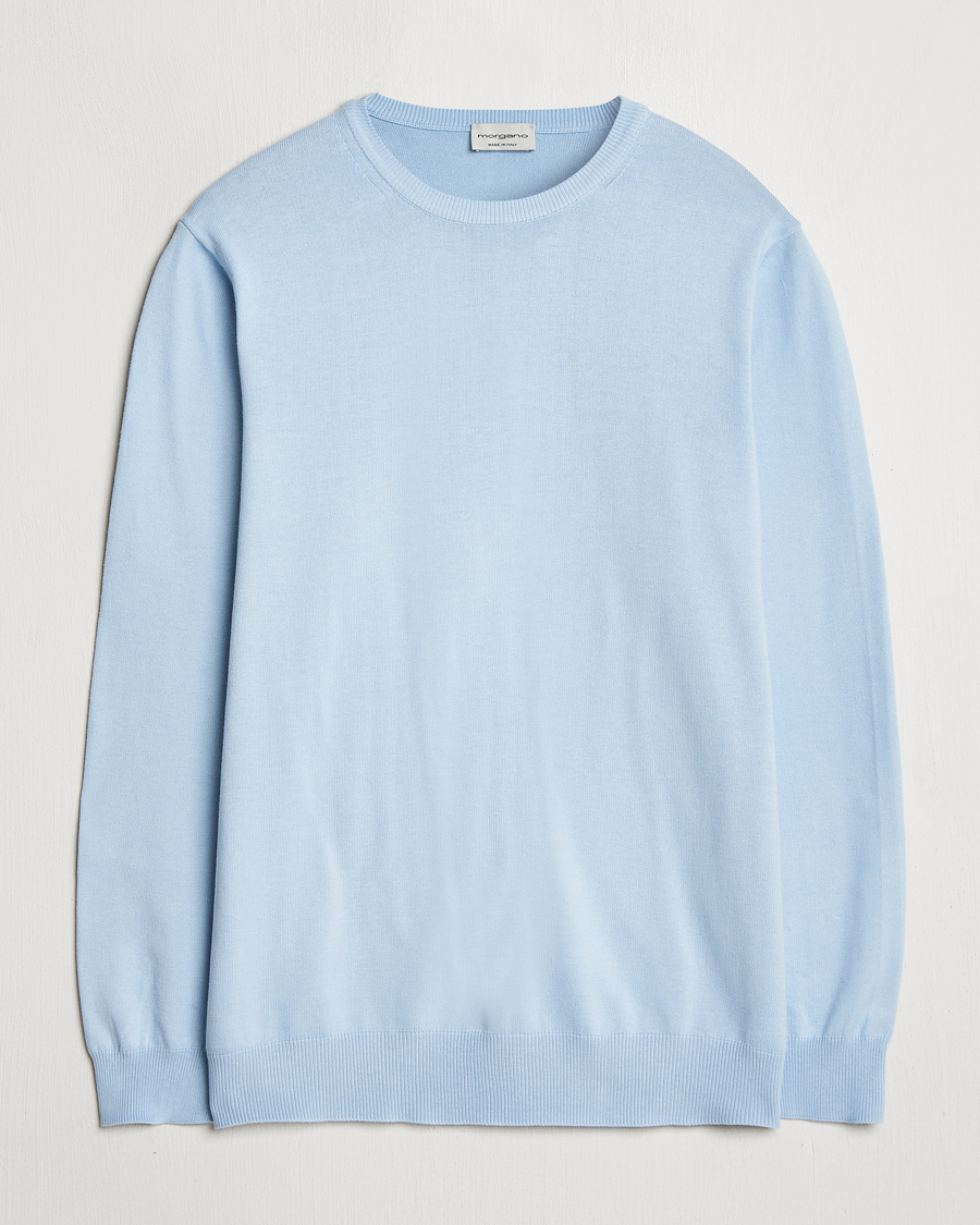 Homme | Pulls Et Tricots | Morgano | Supersoft Egyptian Cotton Crew Neck Light Blue