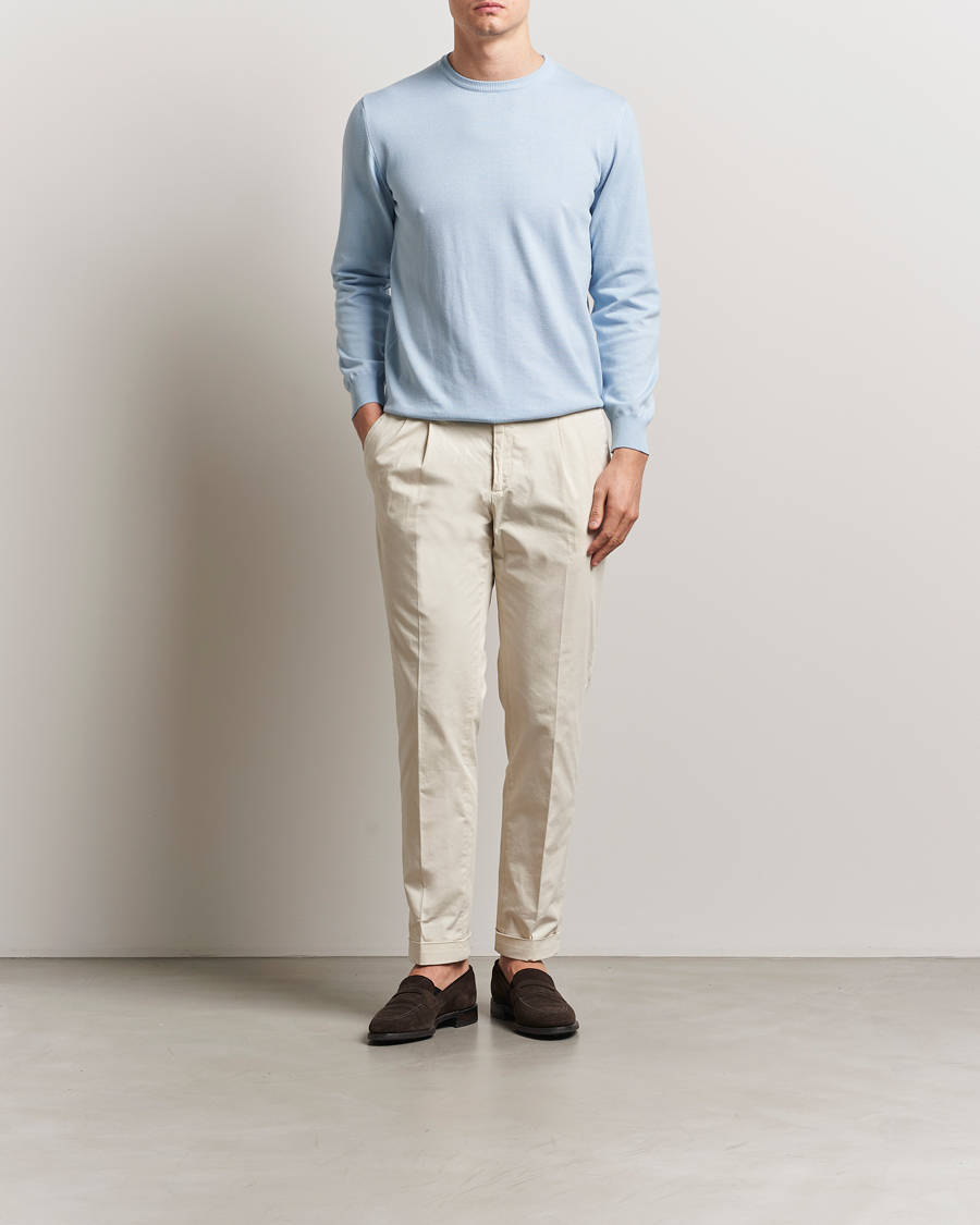 Homme | Pulls Et Tricots | Morgano | Supersoft Egyptian Cotton Crew Neck Light Blue