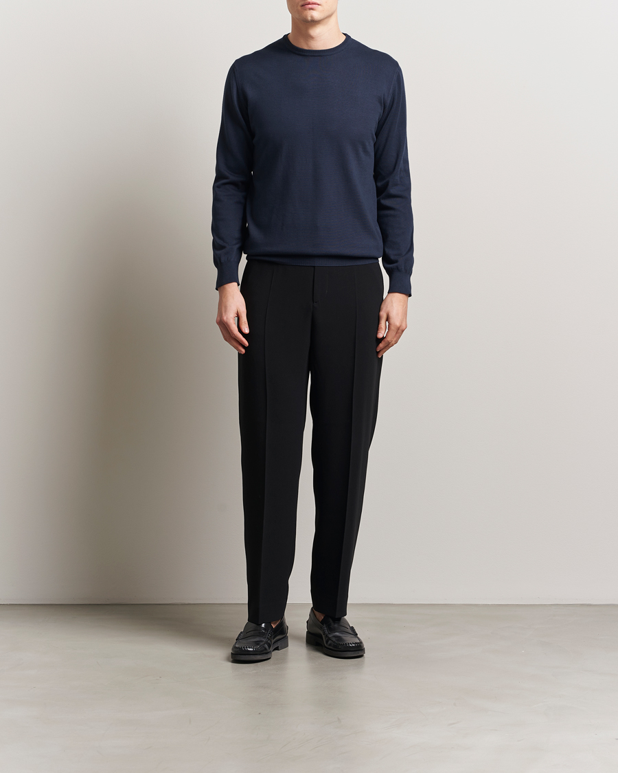 Homme | Pulls Et Tricots | Morgano | Supersoft Egyptian Cotton Crew Neck Navy