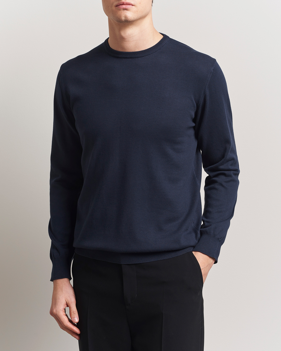 Homme | Pulls Et Tricots | Morgano | Supersoft Egyptian Cotton Crew Neck Navy