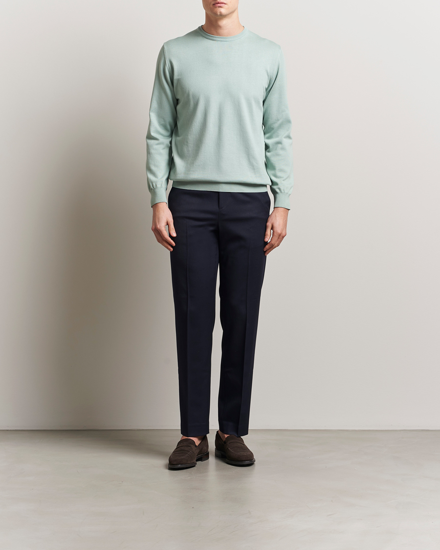 Homme | Pulls Et Tricots | Morgano | Supersoft Egyptian Cotton Crew Neck Light Green