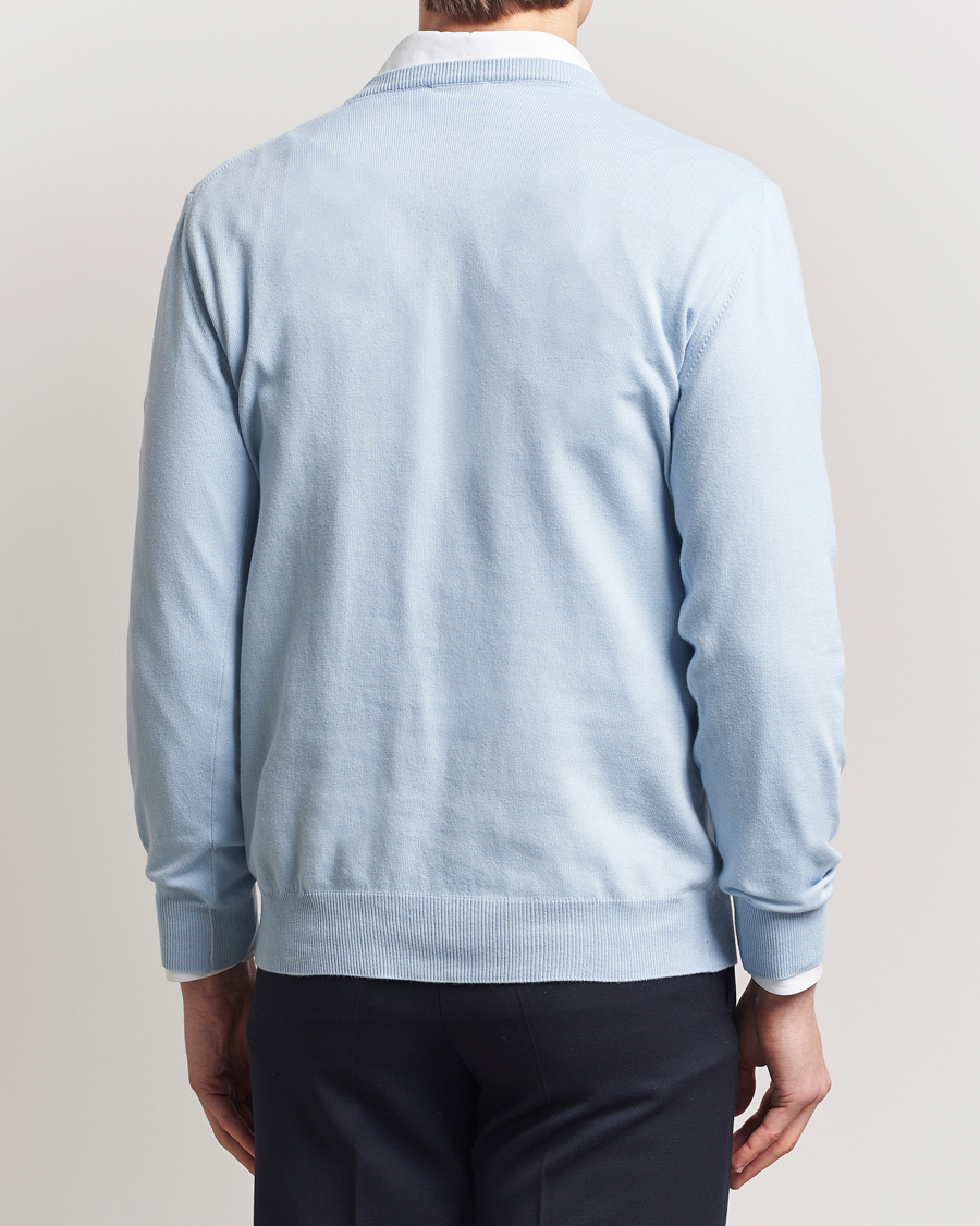 Homme | Pulls Et Tricots | Morgano | Supersoft Egyptian Cotton V-Neck Light Blue