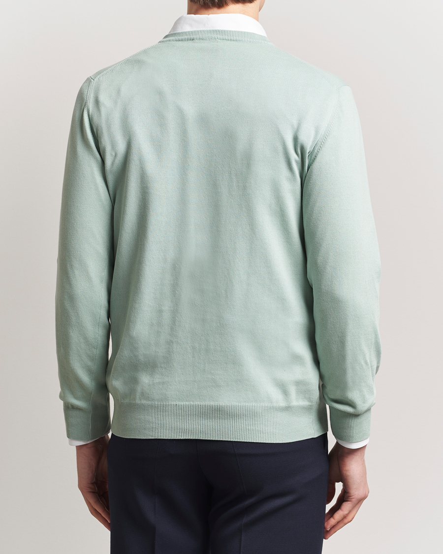 Homme | Pulls Et Tricots | Morgano | Supersoft Egyptian Cotton V-Neck Light Green