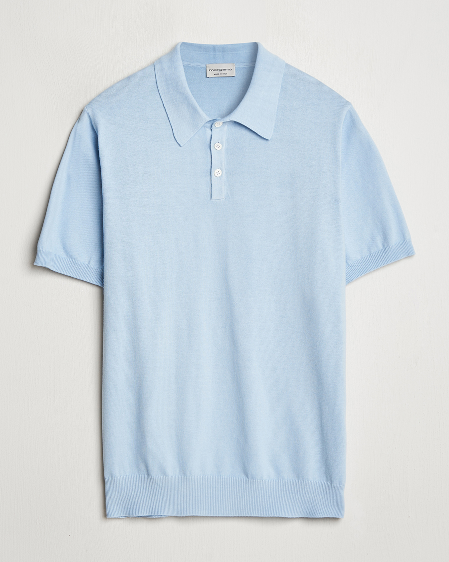 Homme | Polos | Morgano | Supersoft Egyptian Cotton Polo Light Blue