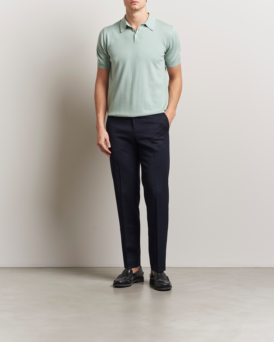 Homme | Polos | Morgano | Supersoft Egyptian Cotton Polo Light Green