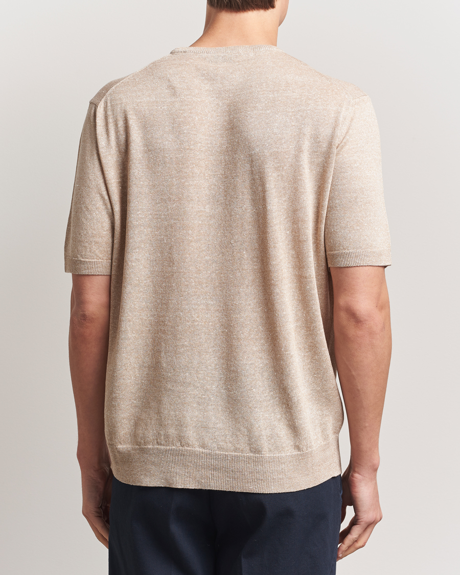 Homme | T-shirts | Morgano | Linen/Cotton T-Shirt Beige