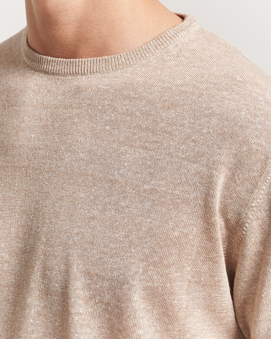 Homme | T-shirts | Morgano | Linen/Cotton T-Shirt Beige