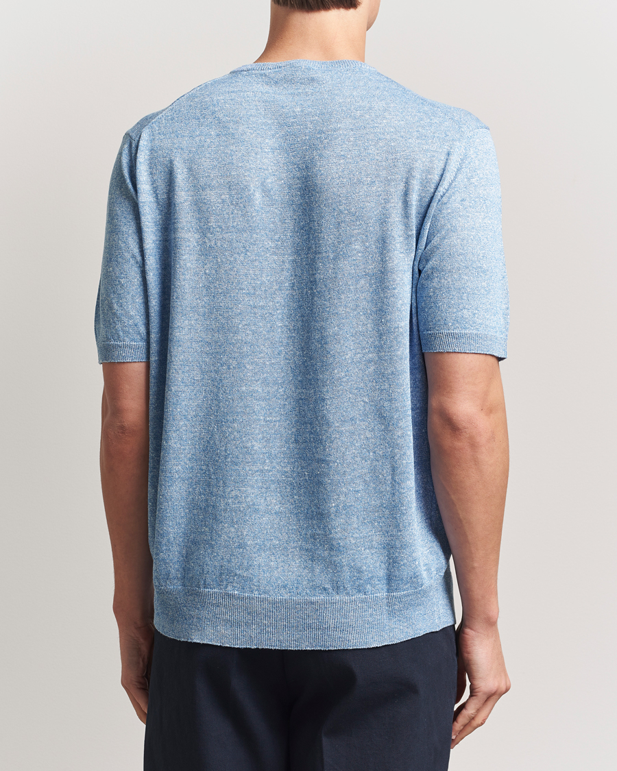 Homme | T-shirts | Morgano | Linen/Cotton T-Shirt Blue