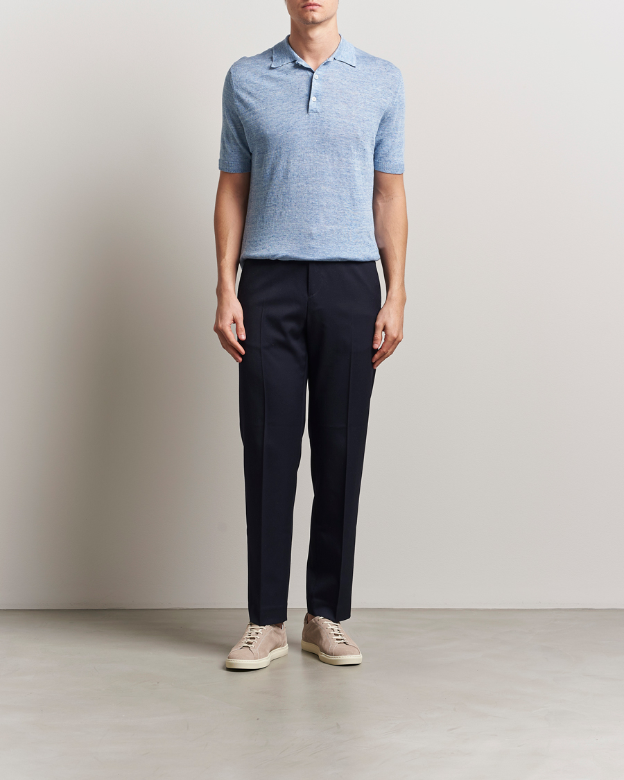 Homme | Polos | Morgano | Linen Polo Blue