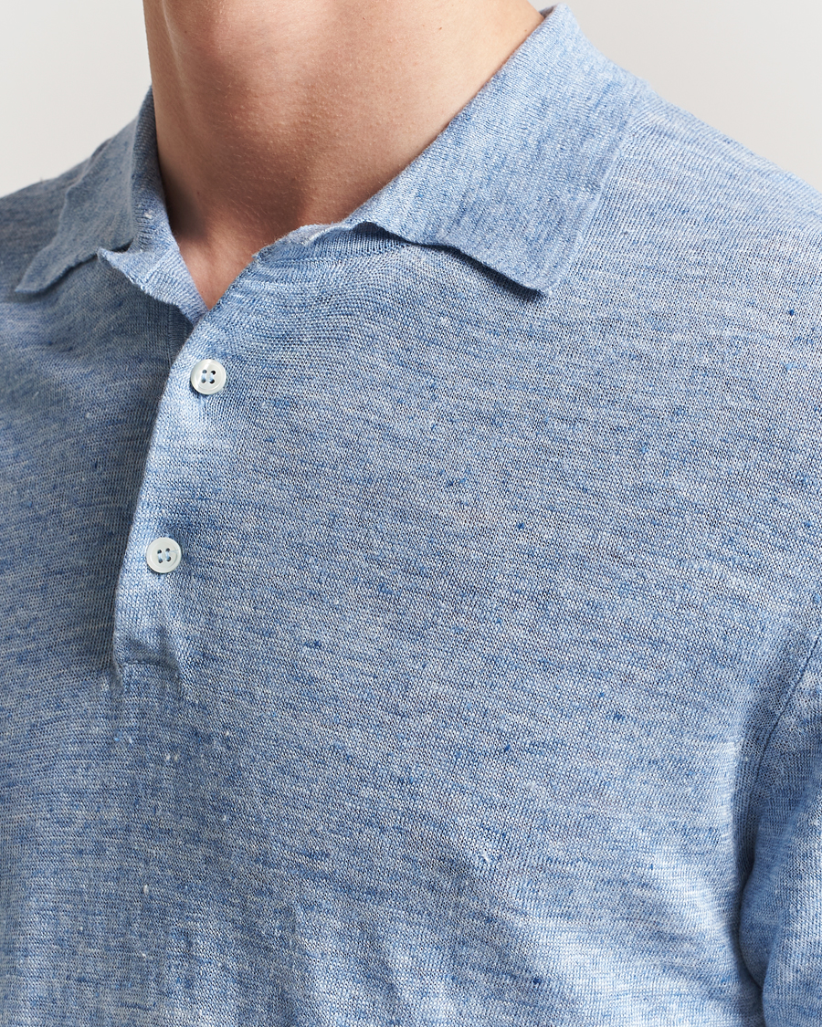Homme | Polos | Morgano | Linen Polo Blue