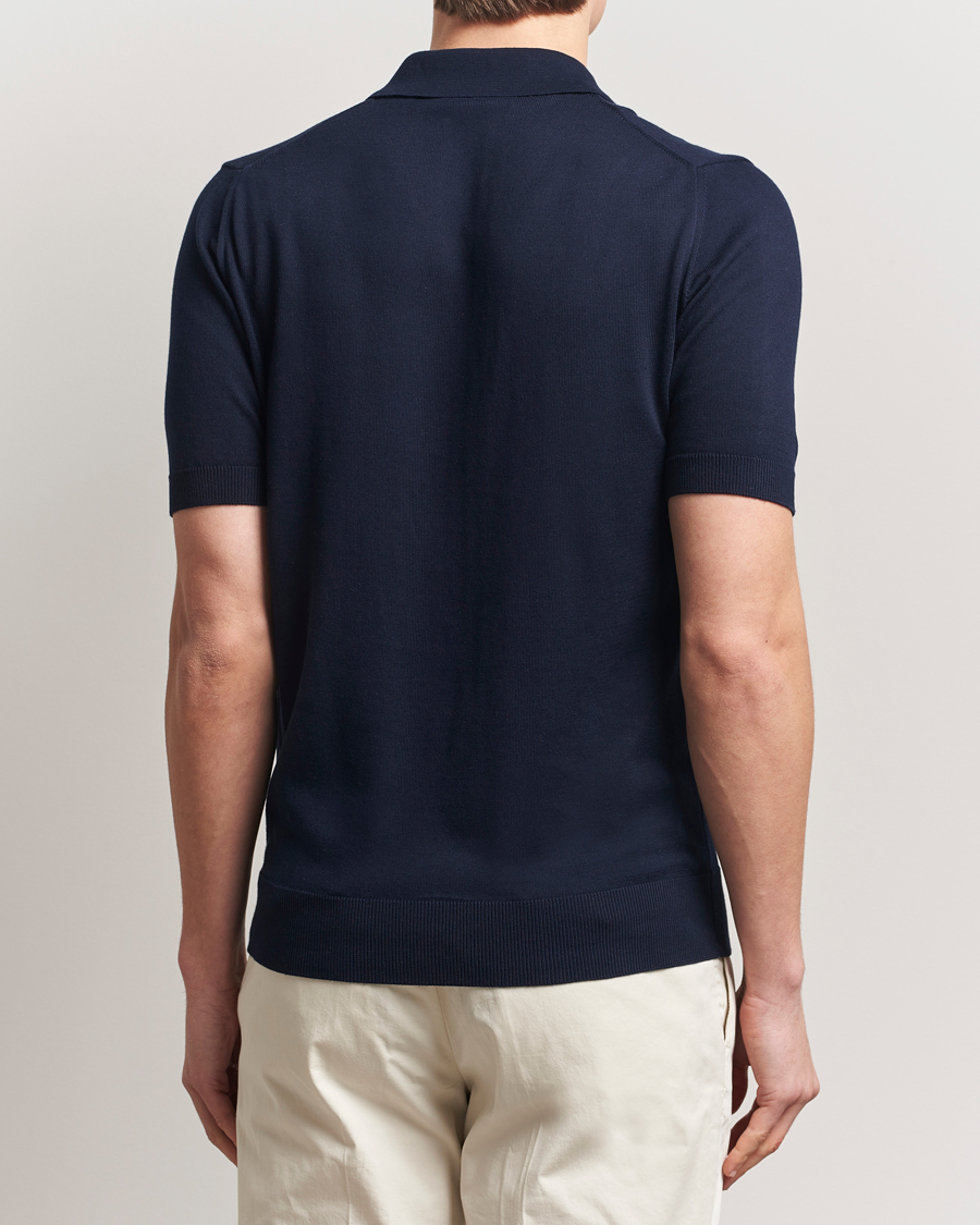 Homme | Polos | Morgano | Knitted Organic Cotton Polo Navy