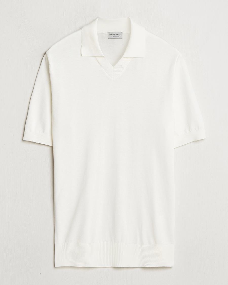 Homme | Polos | Morgano | Knitted Organic Cotton Polo White