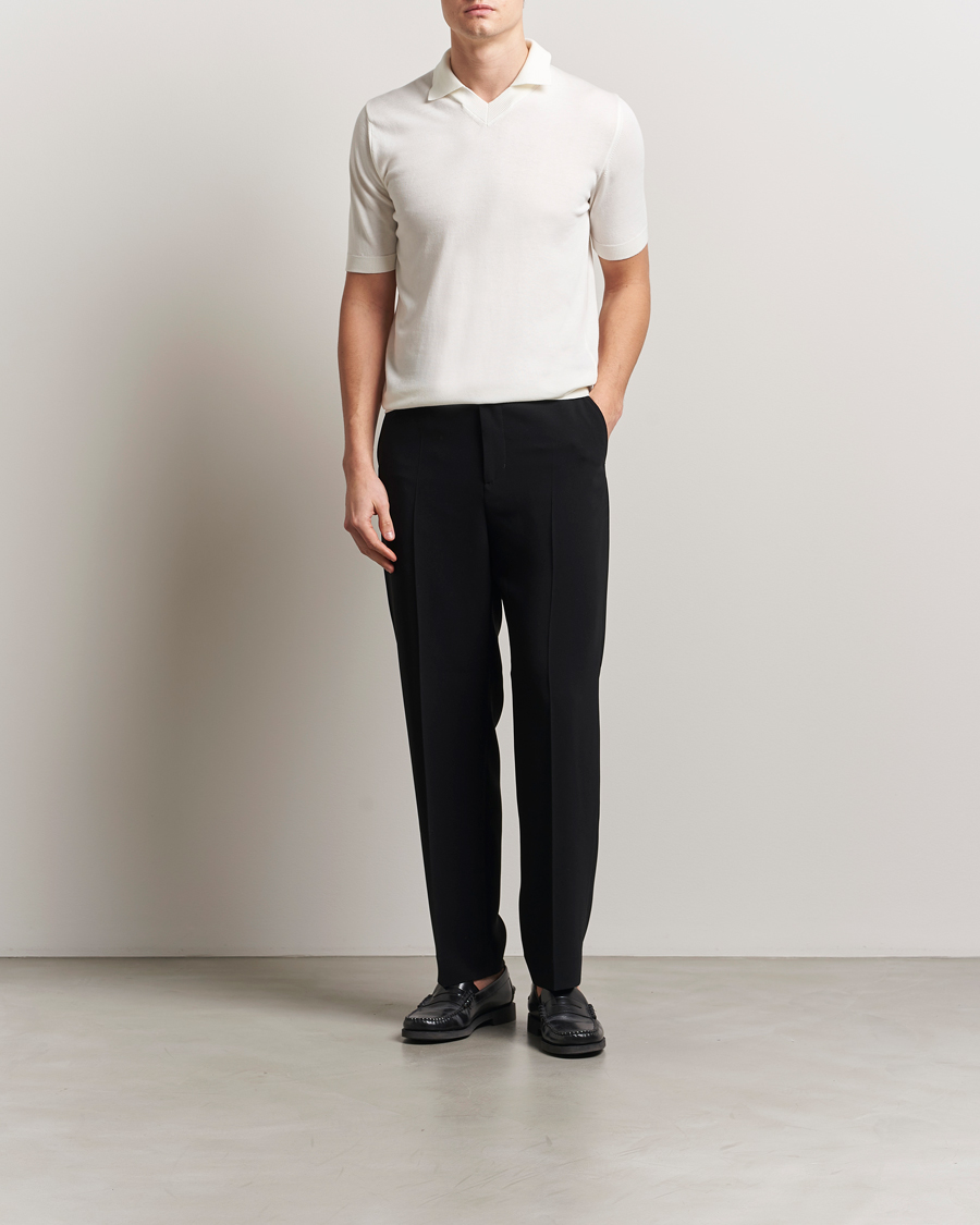 Homme | Polos | Morgano | Knitted Organic Cotton Polo White